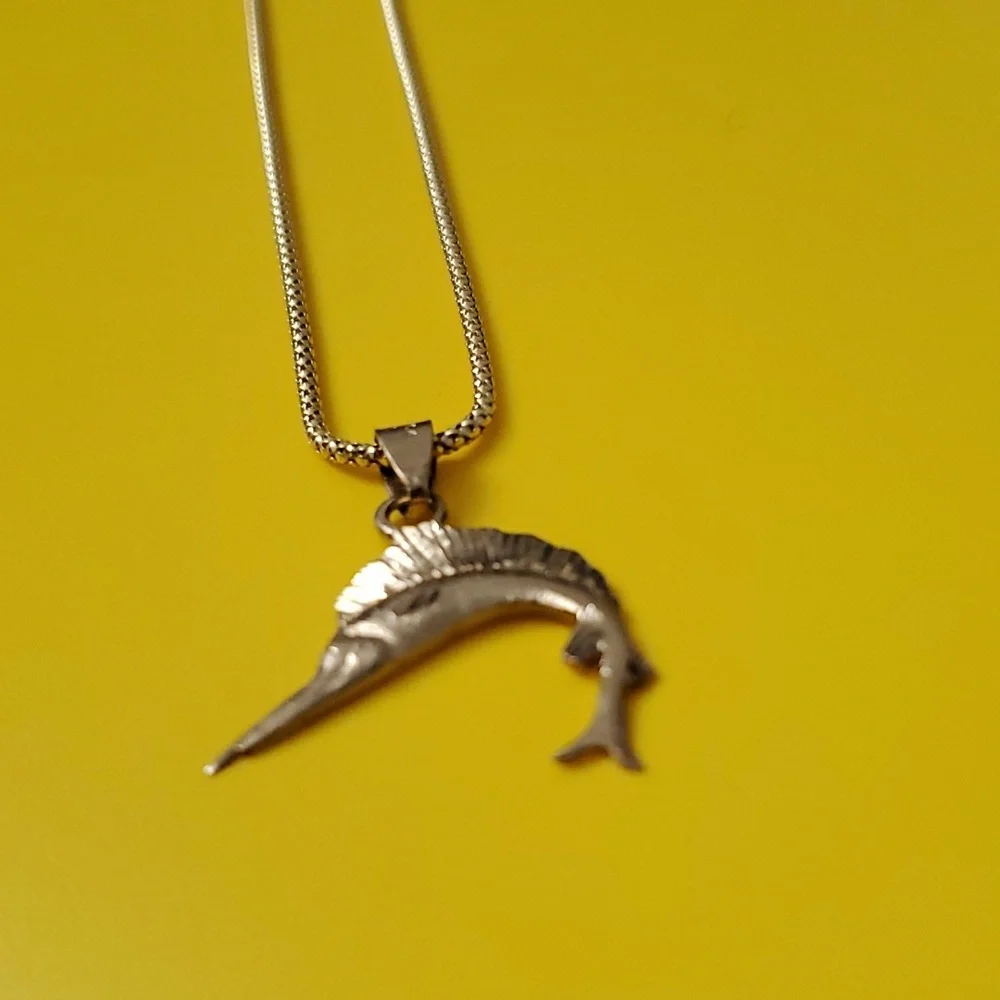 Nautical 14K Gold Fish Sail Fish Fisherman Fishing Pendant